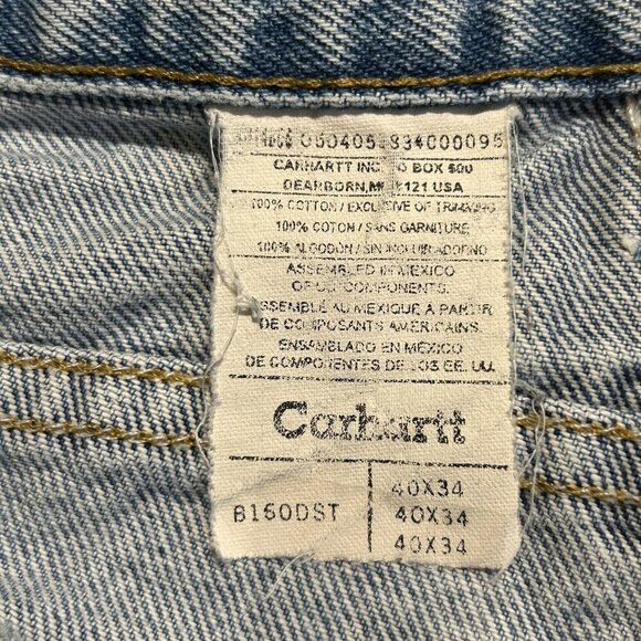 Carhartt B160 DST Jeans 40x34 Light Wash Straight Fit Durable Workwear Denim - Picture 8 of 12
